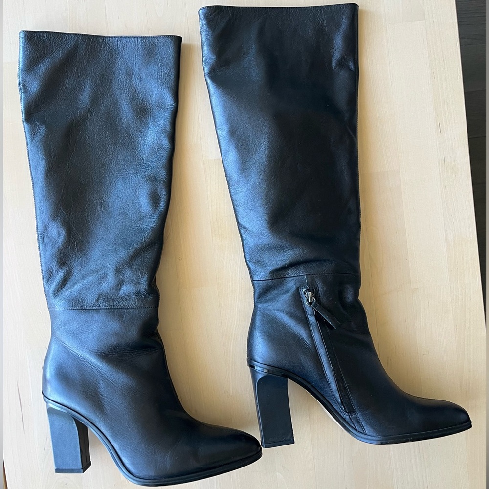 Knee High Black Leather Boots - Picture 3 of 6